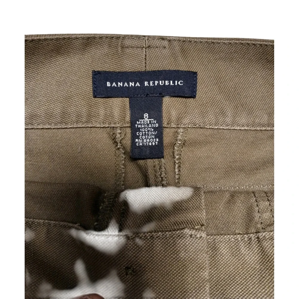 Banana Republic Women 8 Olive Brown Cotton Twill Utility Pencil Skirt Zip Pocket